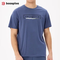 Baasploa Men Quick-Drying Sports T-Shirt Summer Solid Soft Breathable Fitness Shirt Male Casual Training Running Shirts Clothing