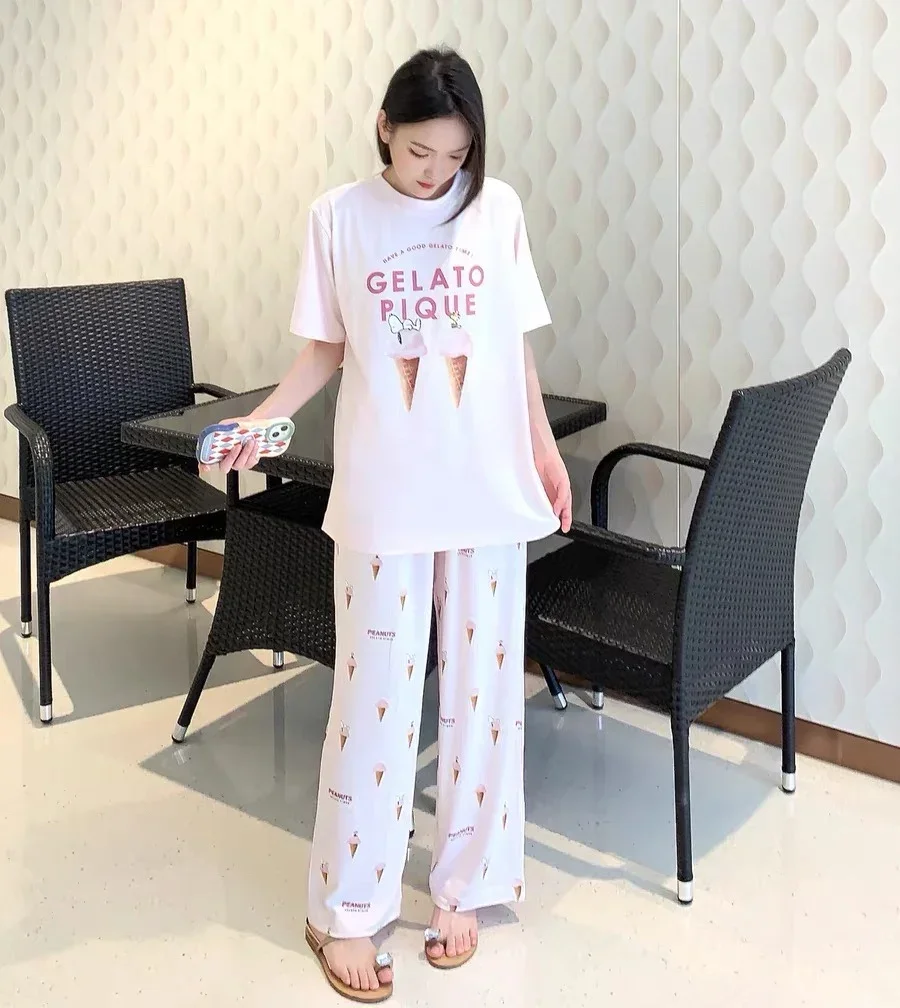 

Room Wear Ladies Pajamas Women Pajama Sleepwear Loungwear Modal Summer Short Set Trousers