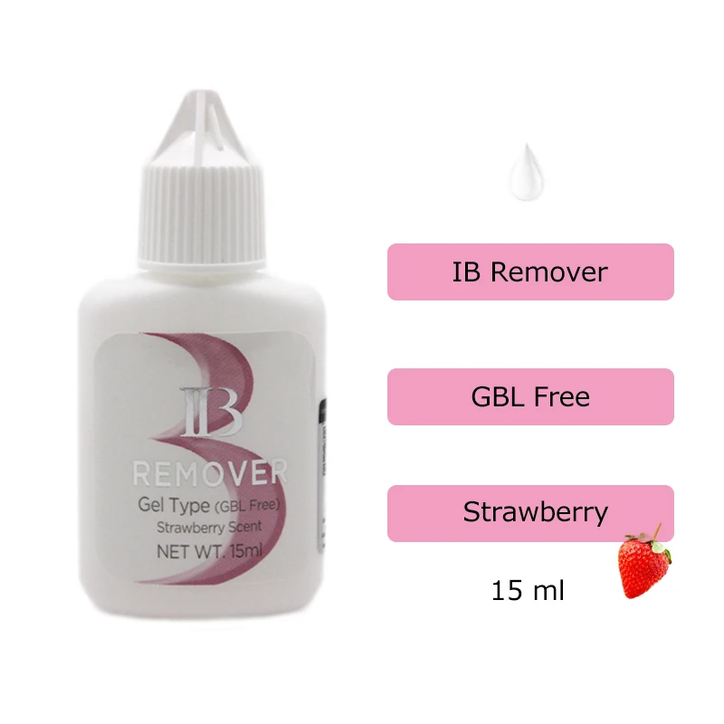 IB GBL Free Gel Remover For False Eyelash Extension 15ml Clear Strawberry Scent Fast Cleaning Remover Professional Beauty Tools