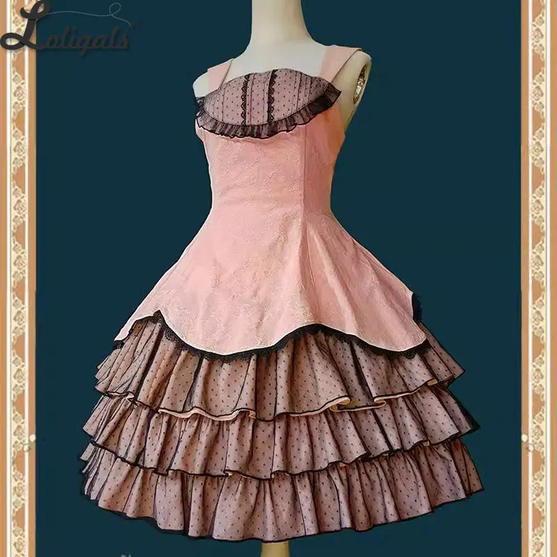 Retro Lolita JSK Dress Vintage Tiered Two-way Autumn Cotton Party Dress ~ Waltz by Infanta