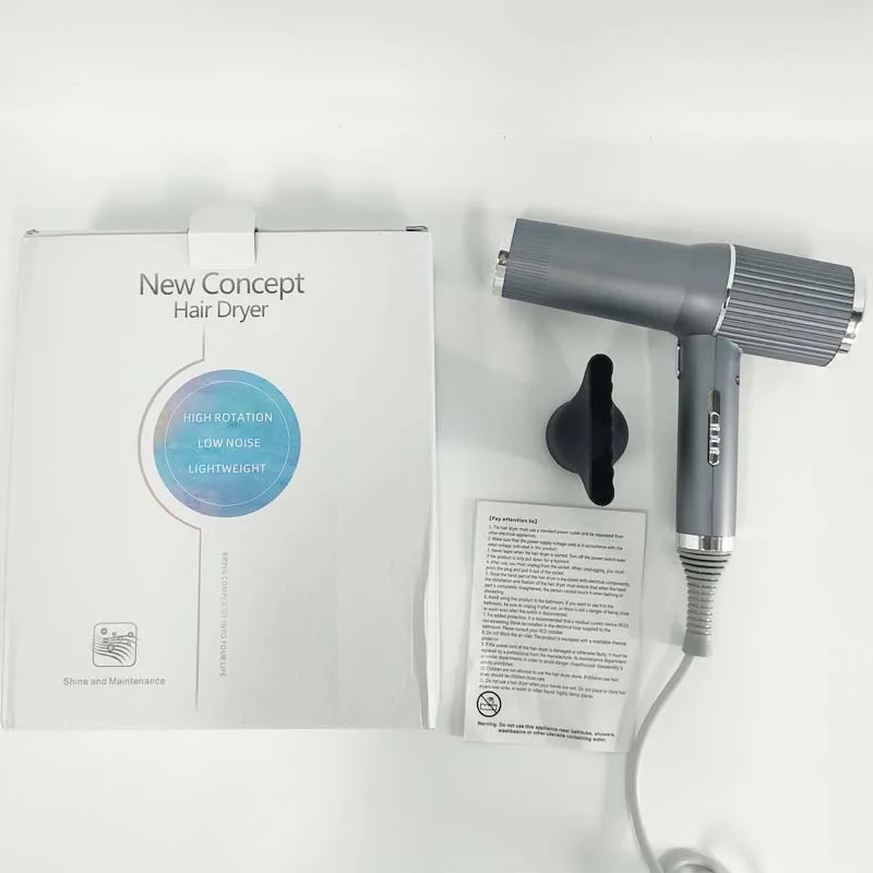 سلك طاقة بعلامة خاصة لمجفف الشعر، فوهة محرك بدون فرش، مجفف شعر أيوني منخفض الحرارة