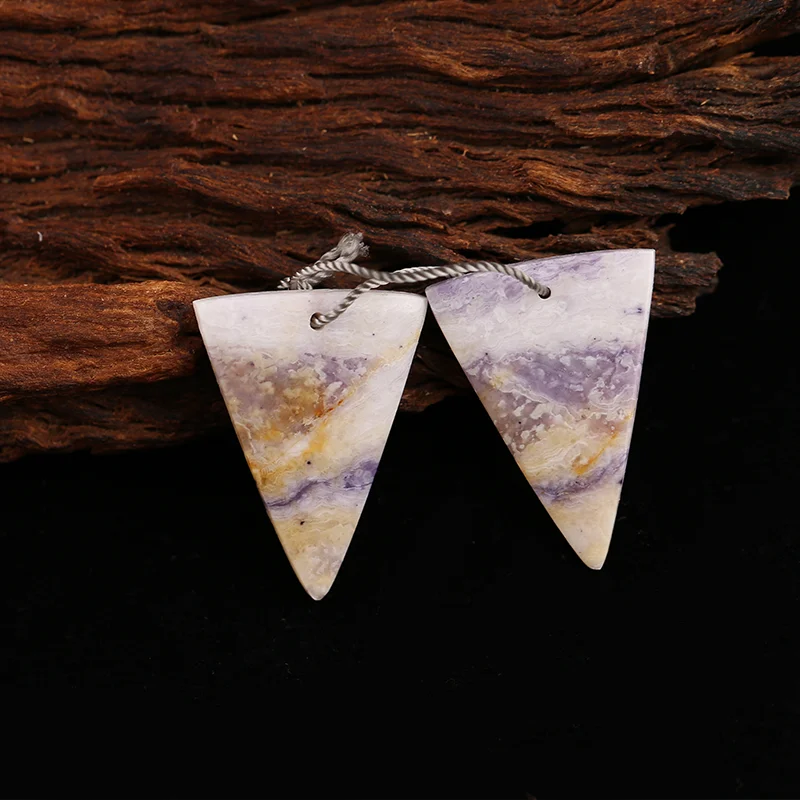 

AAA+Artisan-Crafted Handmade Jewelry Double Hole Natural Stone Tiffany Jasper Drop Earring Bead Accessories For Women