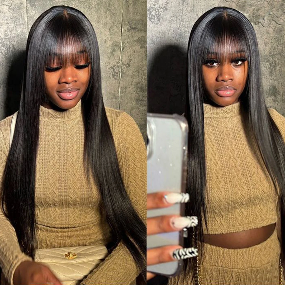 200 High Density Straight 13x6 Hd Lace Frontal Wig 40 Inch Human Hair Wig Natural Black Pre Plucked Lace Frontal Wigs For Women