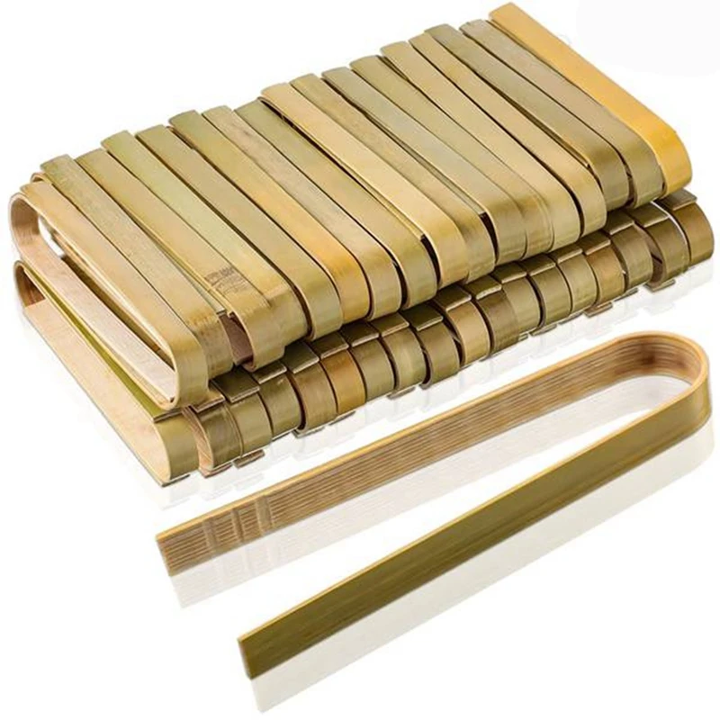 

160 Pcs Mini Bamboo Disposable Bread Tongs 4 Inch Toast Tongs Disposable Cooking Tongs Food Serving Clips