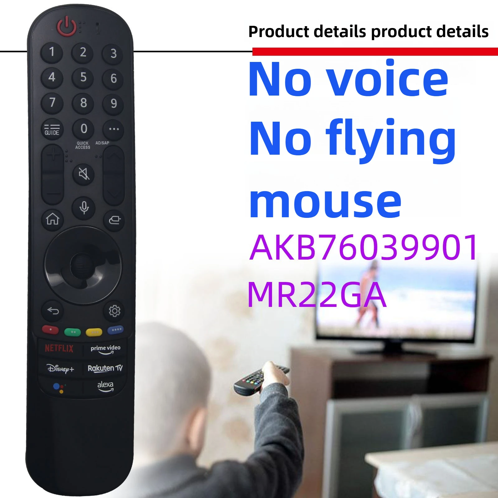 

Replacement MR22GA AKB76039901 IR Remote Control Suitable for AKB76039901 OLED QNED NanoCell TV Without Voice Cursor Function