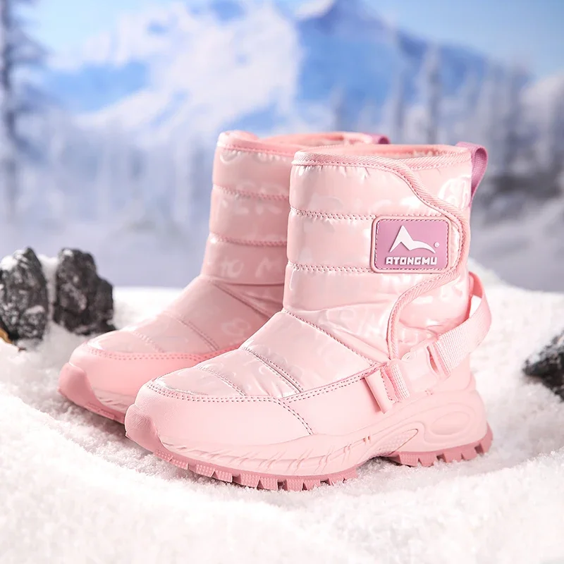 Fashion Children's Snow Boots Winter Outdoor Plush Thick Warm Kids Shoes High Quality Girls Warm Comfortable Non Slip Boots
