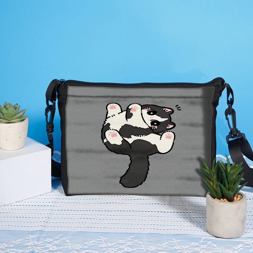 1pc Cartoon Skunk Print Crossbody Bag Gray Animal Pattern Shoulder Bags For Women Men Casual Outdoor Travel School Work Daily Us