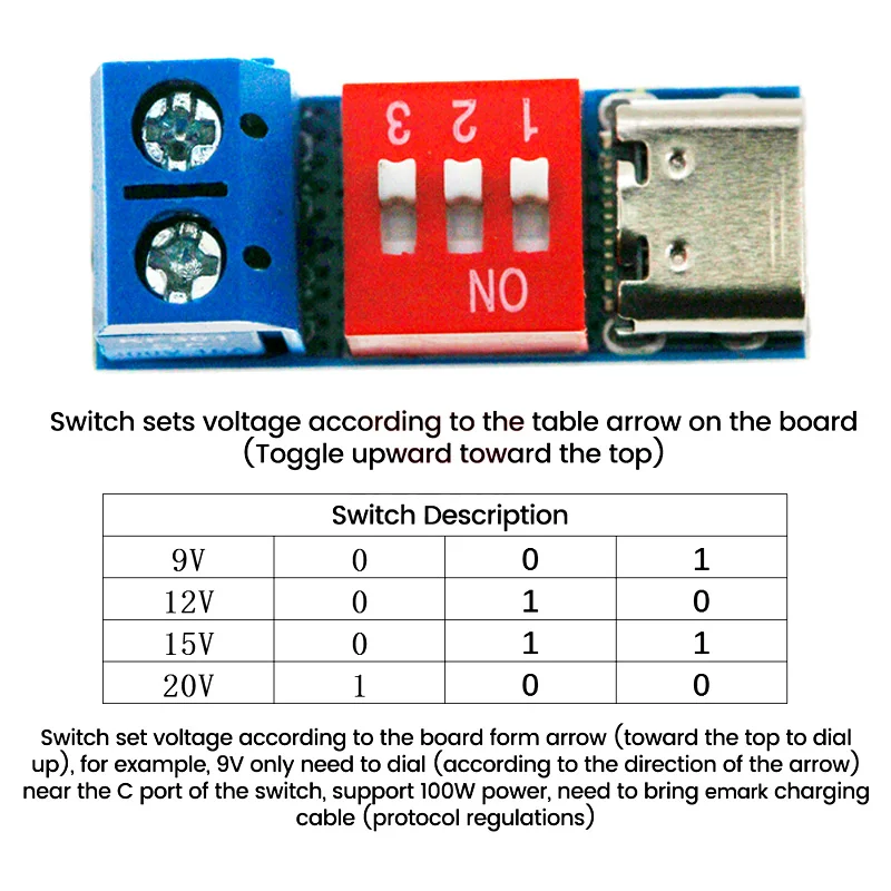 USB-C PD Trigger Board Module PD/QC Decoy Board Fast Charge USB Type-c to 12v High Speed Charger Power Delivery Boost Module