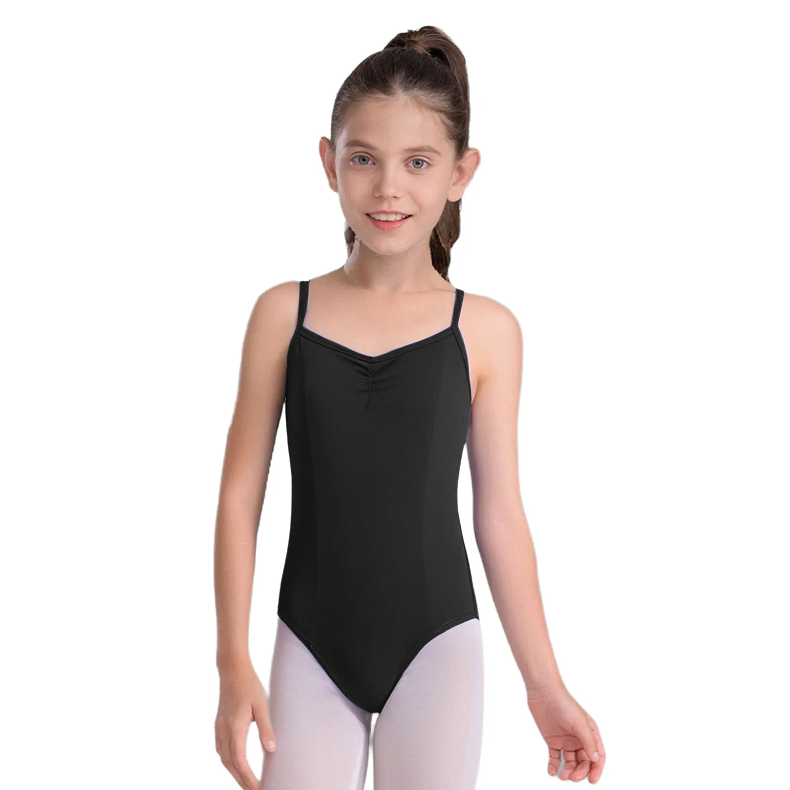 ملابس رقص الباليه المسامية للفتيات مع أشرطة قابلة للتعديل وظهر على شكل حرف V لممارسة رقص الباليه واليوجا والفحصات #3