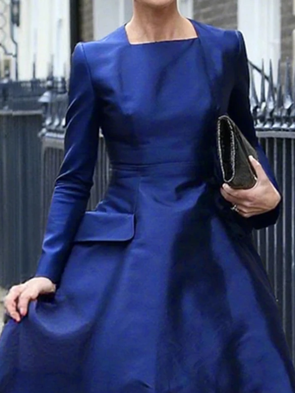 โมดิเกิร์ลชุดเดรสปาร์ตี้สุดหรูของผู้หญิง 2025 เดรสคอเหลี่ยมเอวสูงแขนยาวชุดเดรสสำหรับงานแต่งงานอย่างเป็นทางการชุดที่ดูดีมีระดับ