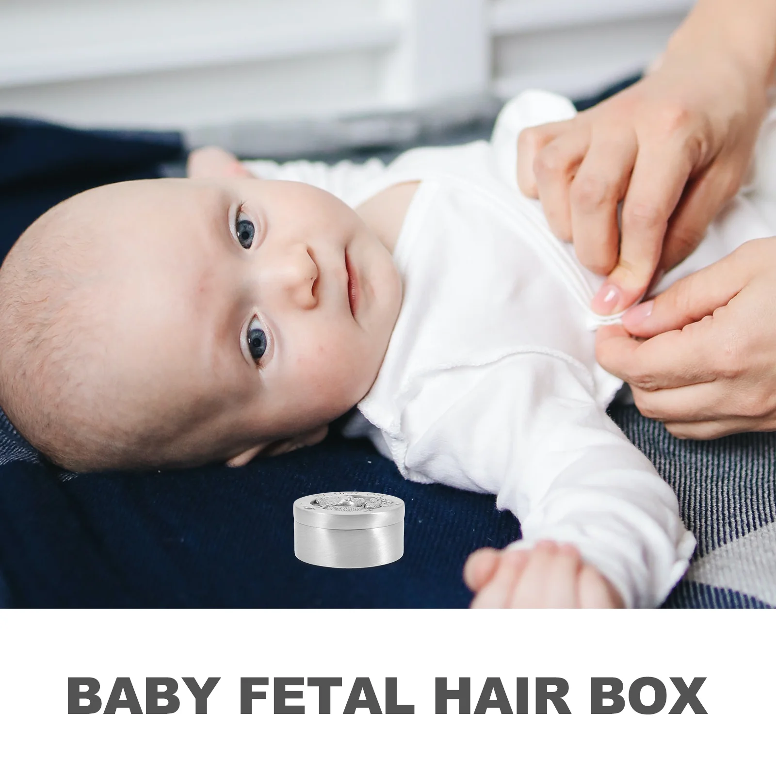 胎児の髪の毛の記念品ボックスステンレス鋼ベビー最初の髪の毛の保管容器ラウンド漫画デザイン新生児のための思い出のギフト
