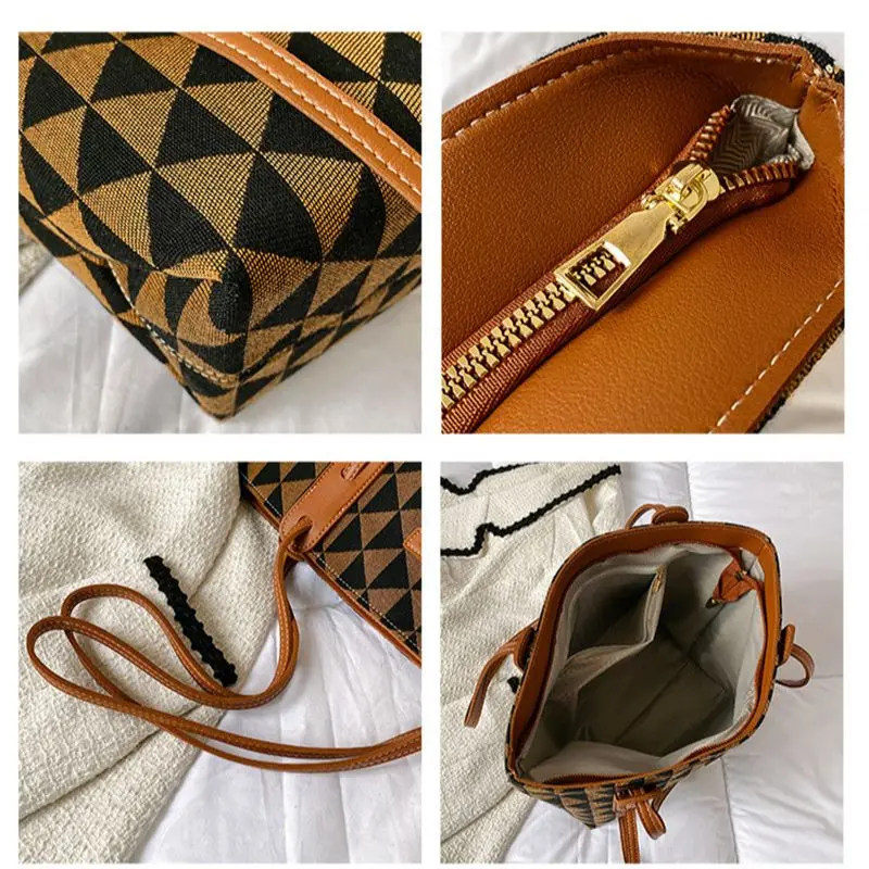 Women's 2023 New Retro High Quality Large Capacity Shoulder Fashion Diamond Pattern Tote Bag Handbags Sale With Free Shipping