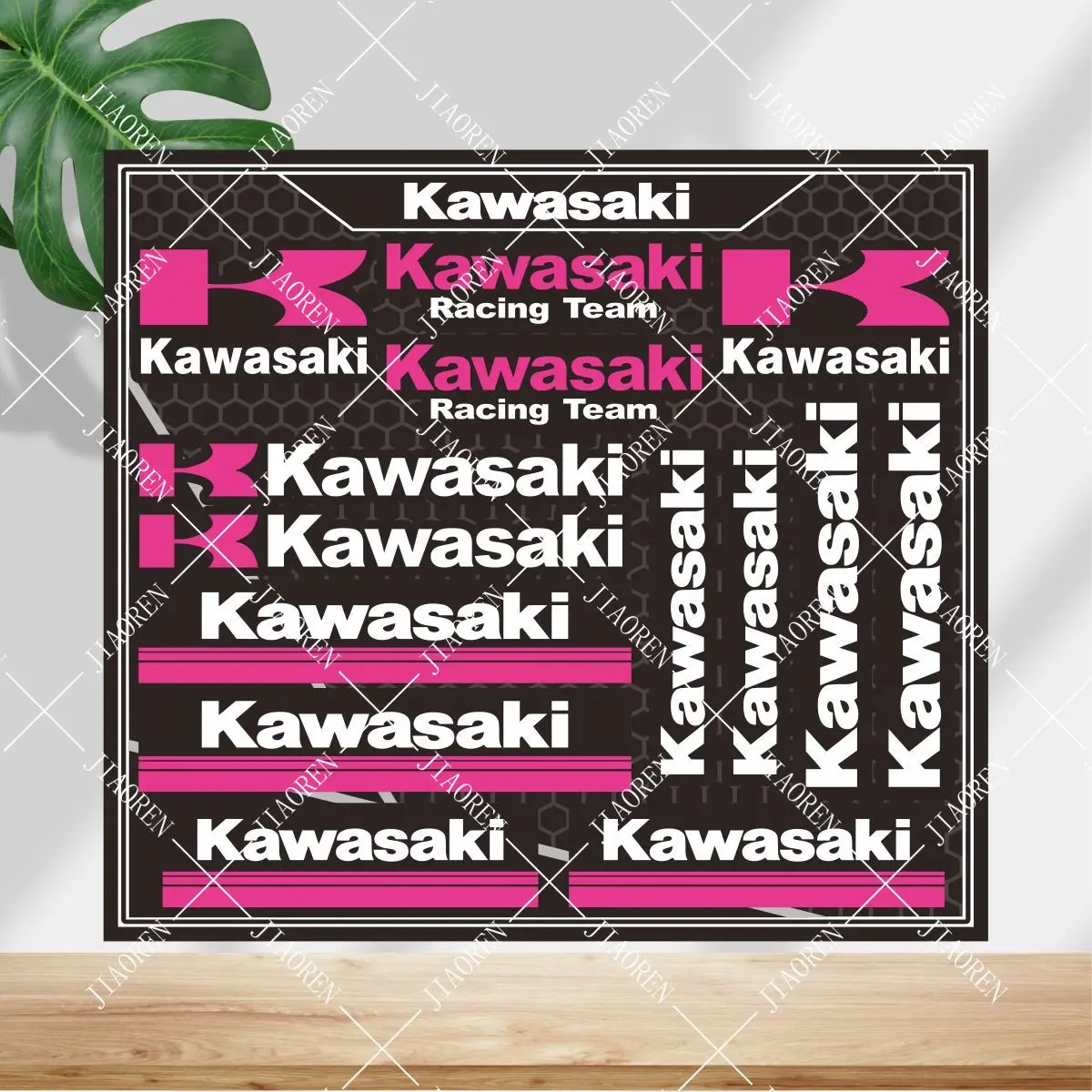 

Vinyl Kawasaki Sticker Logo Motorcycle Tank Helmet Pink Decal Set #5