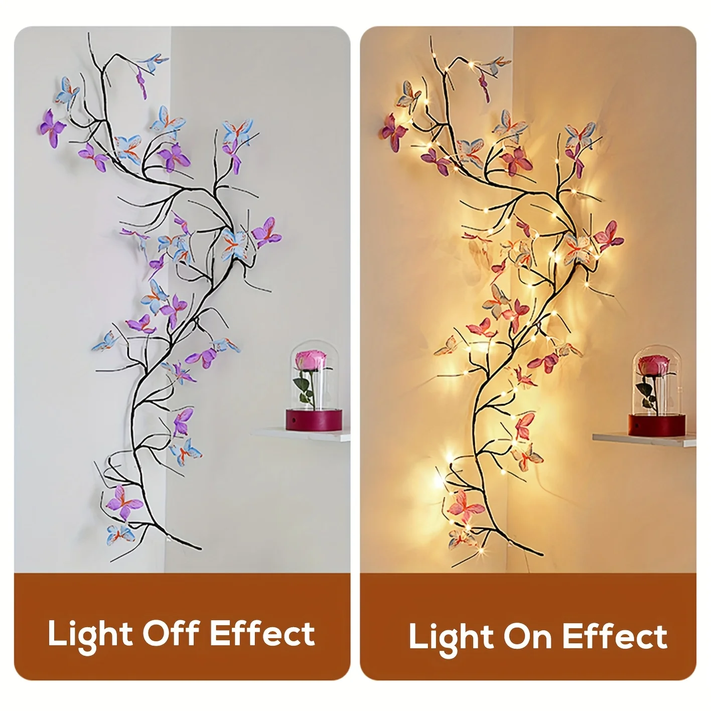 1pc Willow Vine Light With Butterfly Tree Branch Light 8 Modes 30led USB Operated Fairy Light For Home Party Holiday Decoration