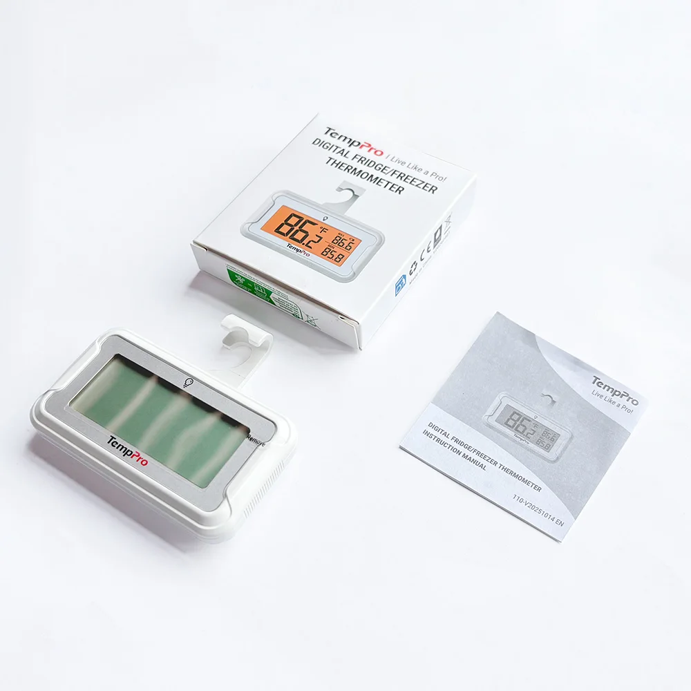Min/Max Digitales Kühlschrank-Gefrierschrank-Thermometer mit Hintergrundbeleuchteter LCD-Anzeige, Haken und Ständer für Kühlschrank und Küche, TempPro TP110 – Detail 7