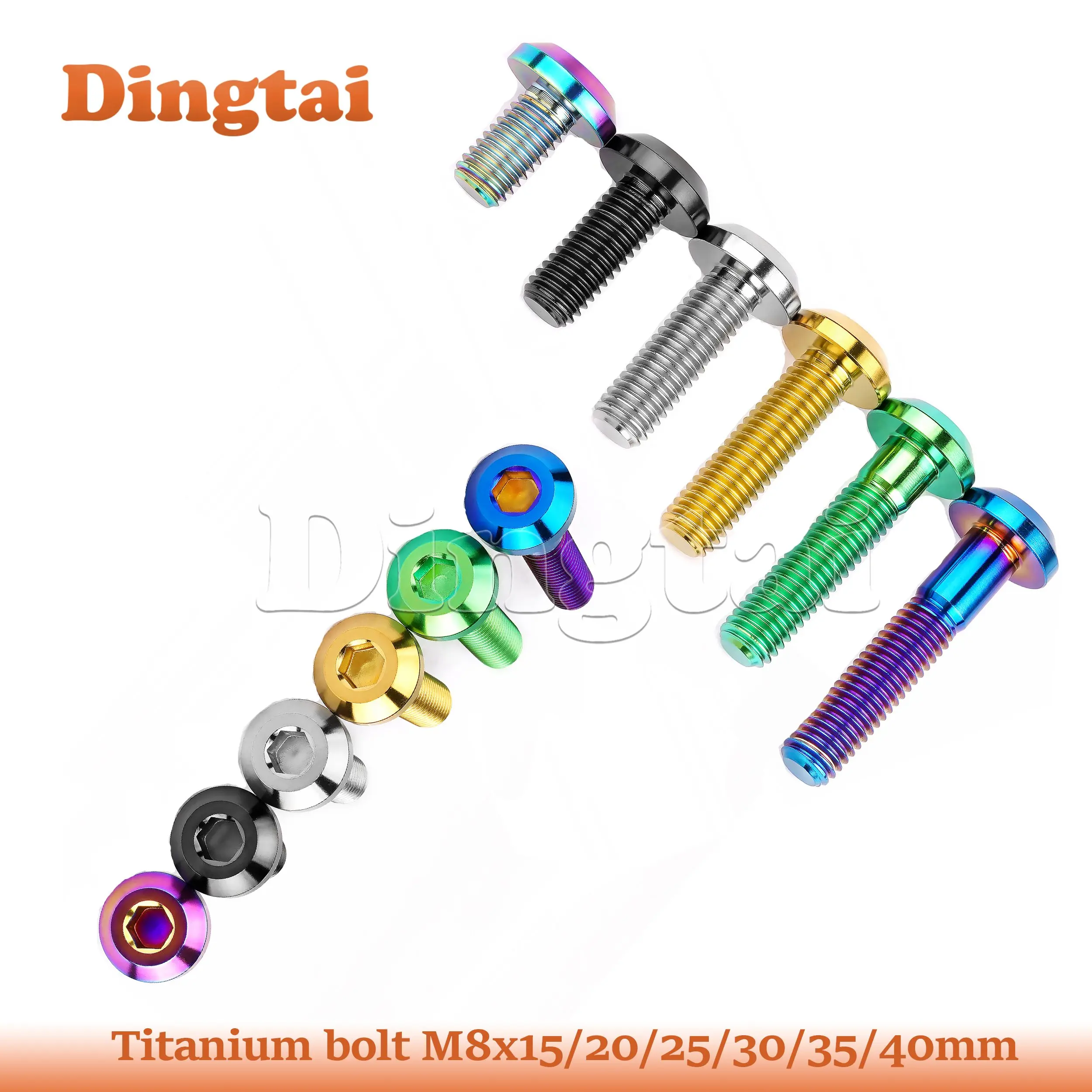 Dingtai Titanium Bolt M8x15/ 20/ 25/ 30 /35/ 40mm Allen Key Head Screw for Bicycle Motorcycle