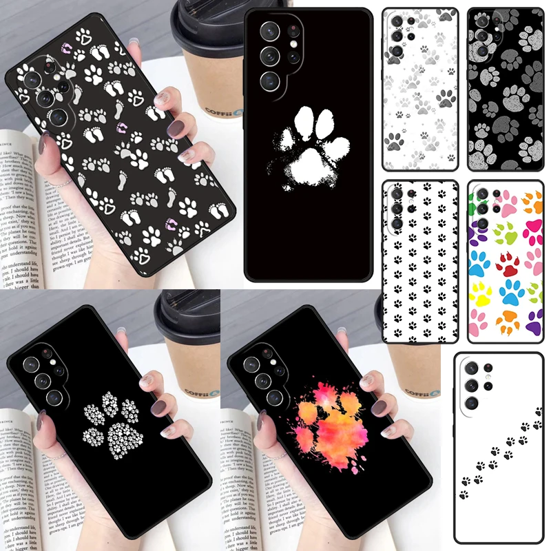 Dog foot print Paw Colorful Pattern Cover For Samsung Galaxy S23 Ultra S22 S20 S21 FE S8 S9 S10 Plus Note 10 20 Ultra phone Case