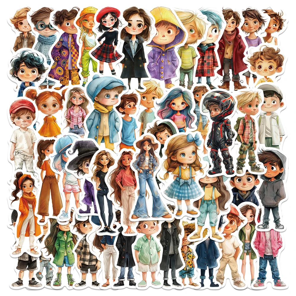 

50pcs Color Dressing Stickers Cartoon Aesthetic Decals For Phone Laptop Skateboard Suitcase Guitar Waterproof Stickers Kids Gift