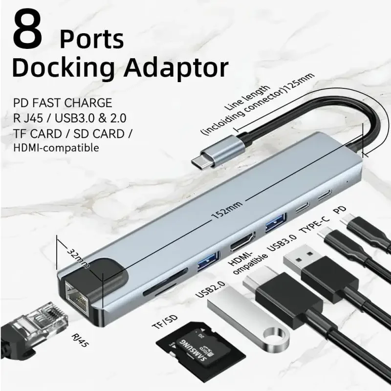 

Док-станция USB-концентратора USB-концентратор 3 0 C Тип Мультиконцентратор Док-станция USB с несколькими портами Портативный удлинитель USB для портативных ПК