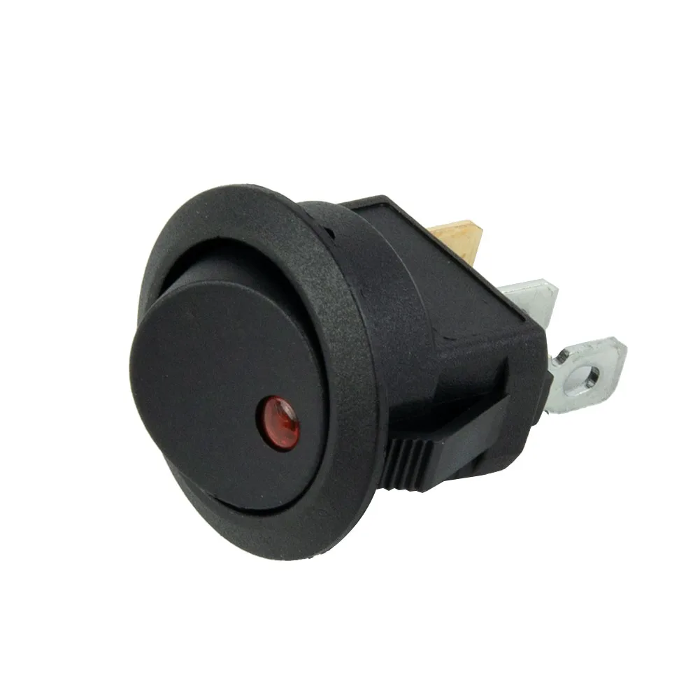 

Светодиодный переключатель ВКЛ-ВЫКЛ, пластиковый 3-контактный аксессуар, автомобильный рокер, красный свет SPST-25 ° C ~ +85 ° C Авто Лодка Круглый Рокер Красный Светодиодный Свет