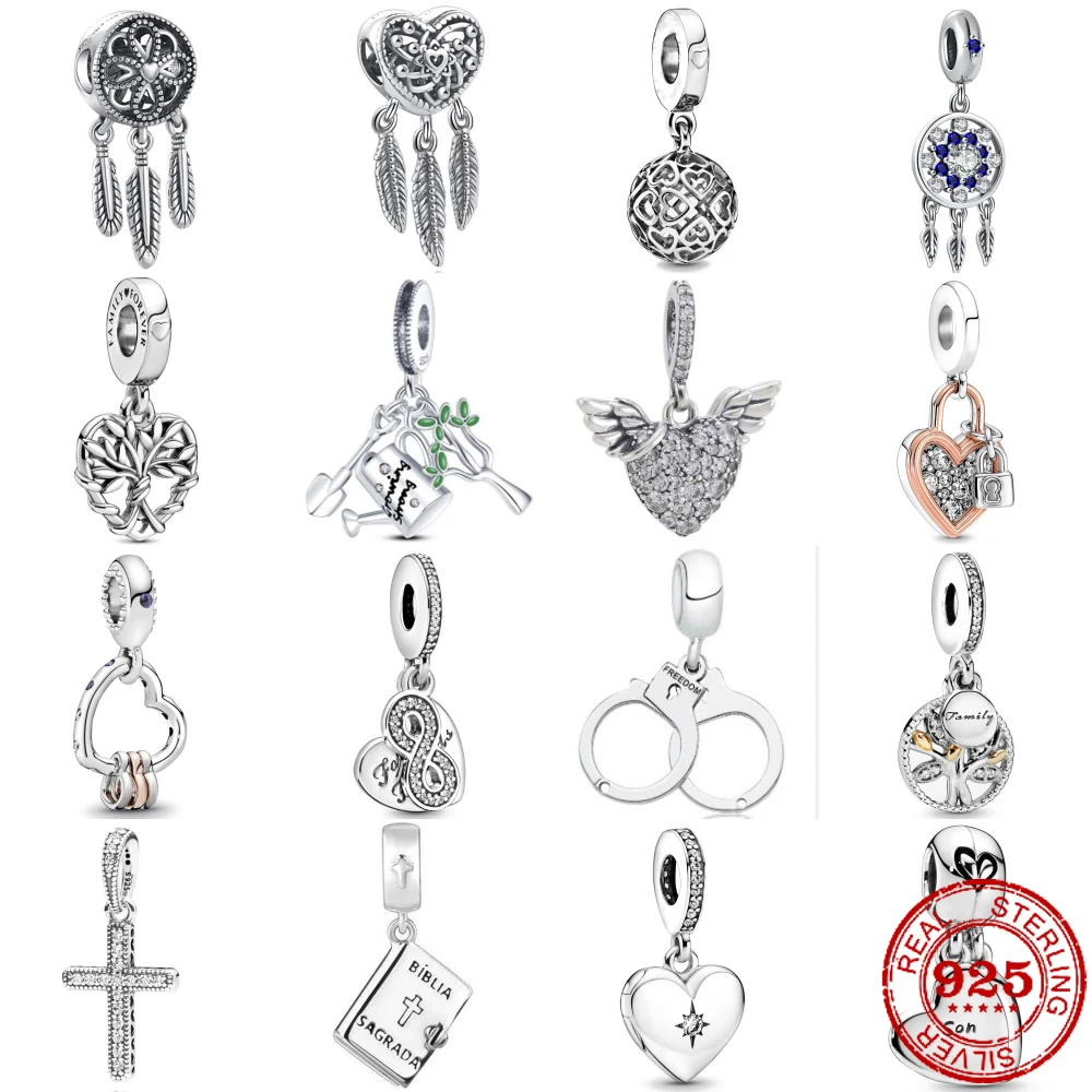 

New 925 Sterling Silver Watering pot tree book lock Pendant Charm Bead fit Original Pandora Bracelet Trinket DIY Women Jewelry