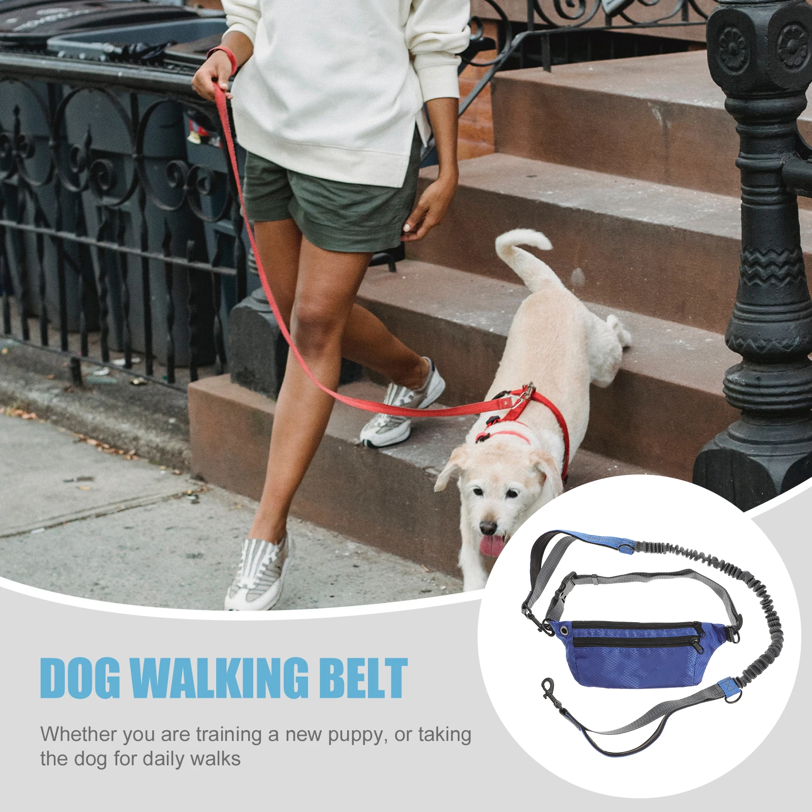 

1 Set Adjustable Waist Leash Hands- Training Belt Durable Pet Walking Harness For Puppy Leads Dog Running