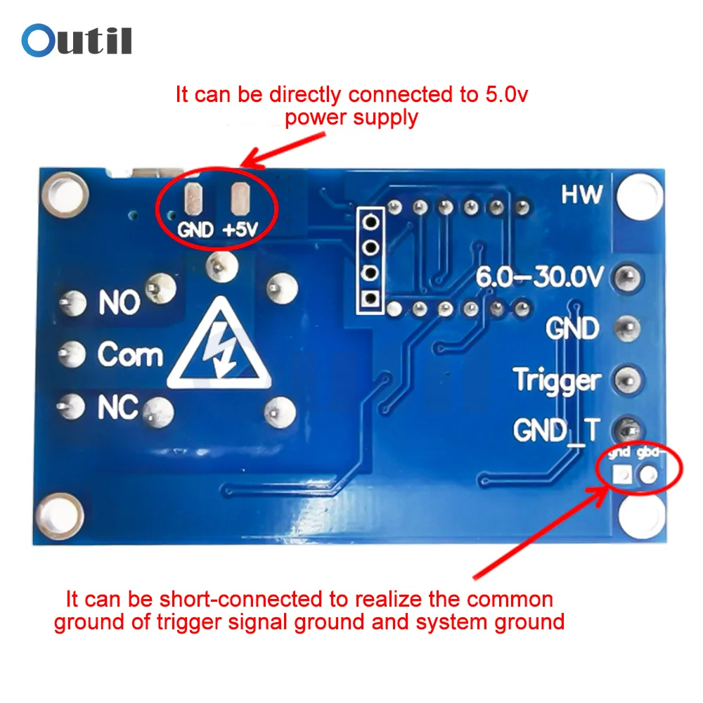 DC 1 Way LED Light Digital Time Delay Relay 5V 12V 24V Trigger Cycle Switch Timing Control Circuit Board 6-30V with Micro Type-C