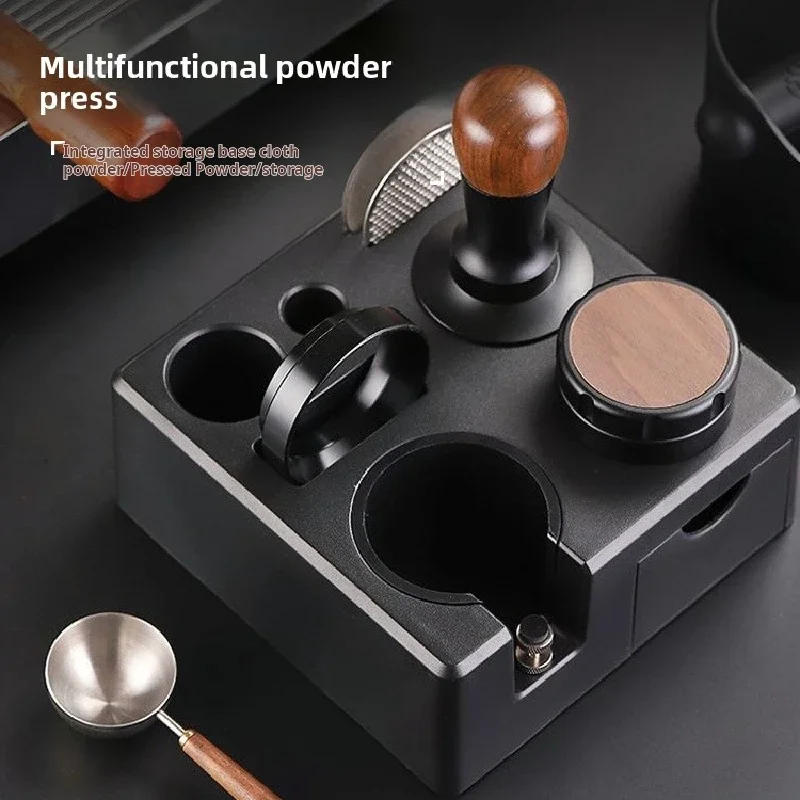 ABS Italian Coffee Machine Handle Square Tamping Stand Drawer-Type Powder Distribution Tool Multi-Functional Storage Base