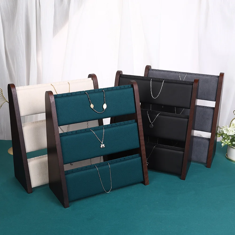 

Black Walnut 2/3-layers Necklace Display Jewelry Rack Bracelet Jewelry Stand Counter Shooting Display Rack