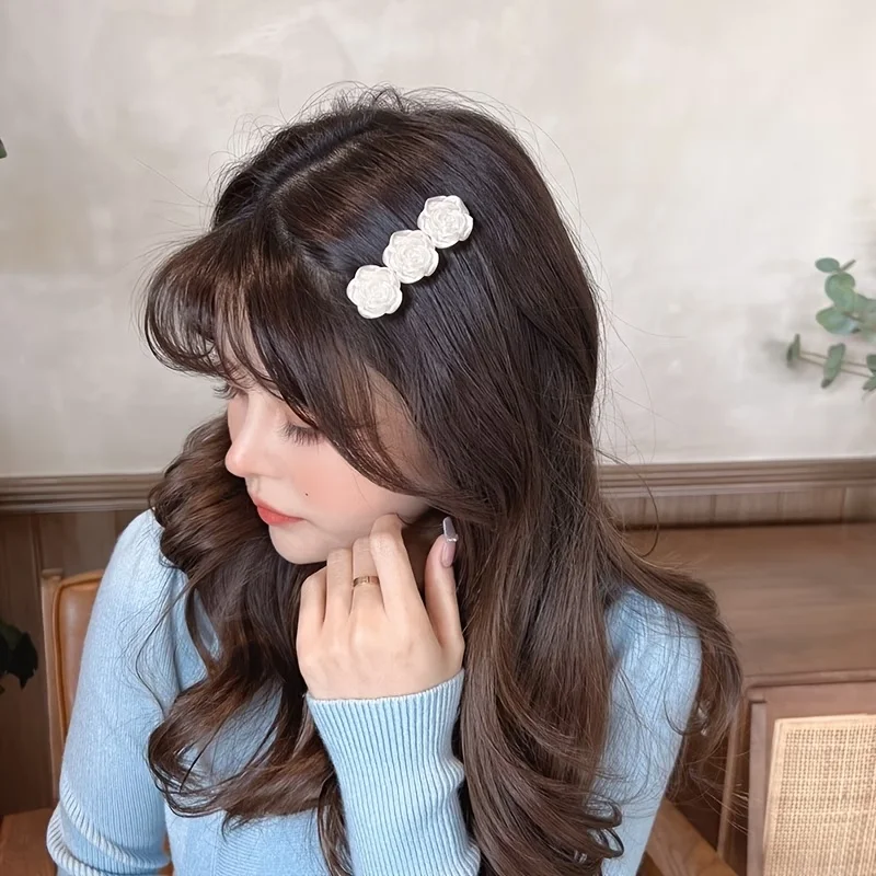 Retro Kamelien-Haarspange, Sanft und Vielseitig, Fransen-Clip, Kanten-Clip, Kopfschmuck, Kleine Rosen-Haarnadel, Sommer-Kopfschmuck – Detail 2