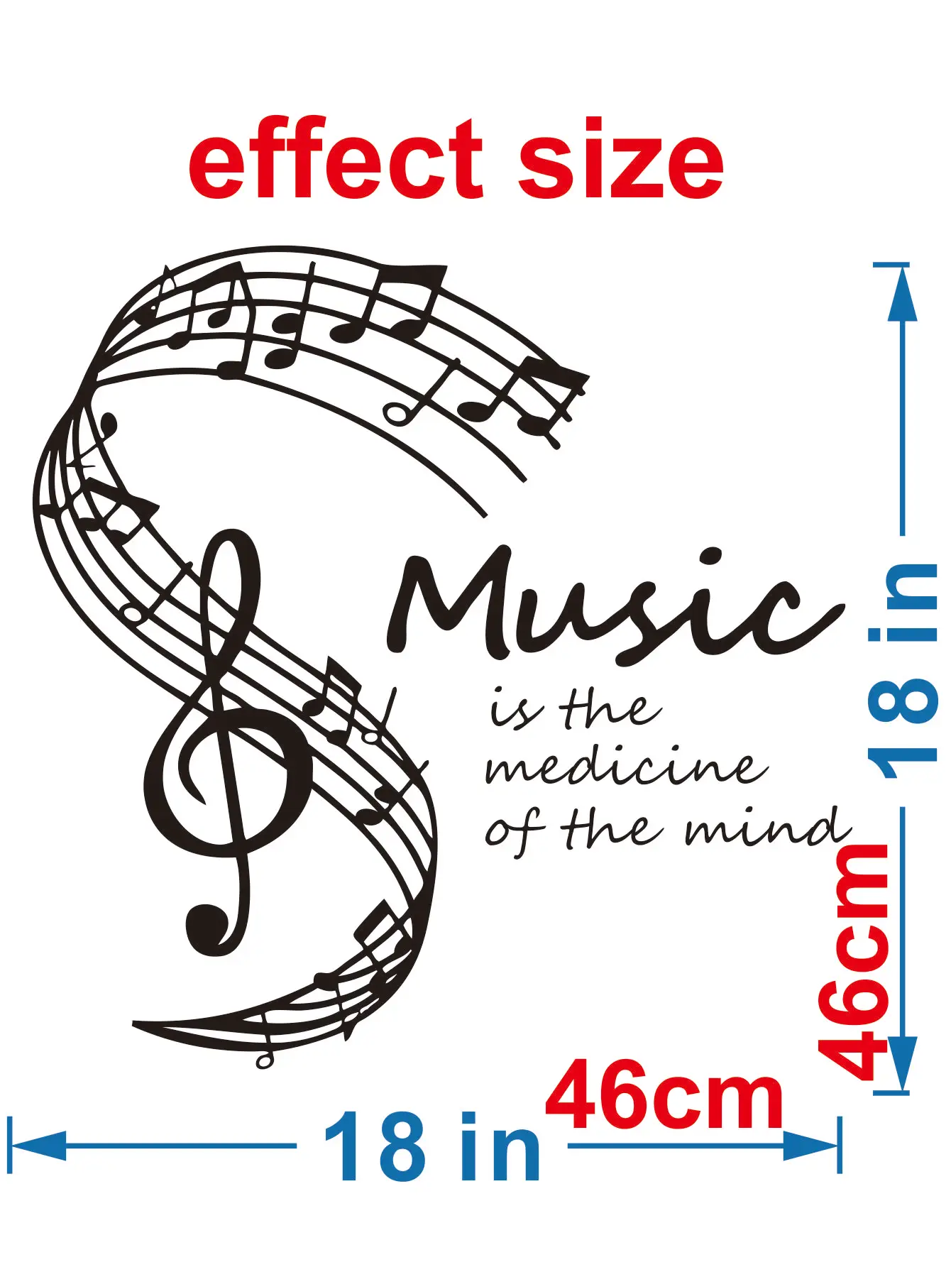 Vinyl Removable Sticker for Home Decor “ Music is The Medicine Of The Mind ” Musical Perfect for Livingroom Wall decals JZY163