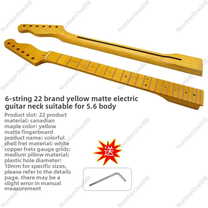 Electric Guitar TL Neck 6 Strings 22 Frets Guitar Neck Yellow Matte Guitar Modified DIY Accessories