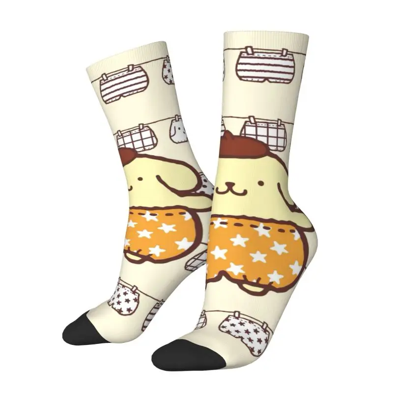 

Custom Cartoon Anime Pom Pom Purin Men's Crew Socks Unisex Funny 3D Print Dress Socks