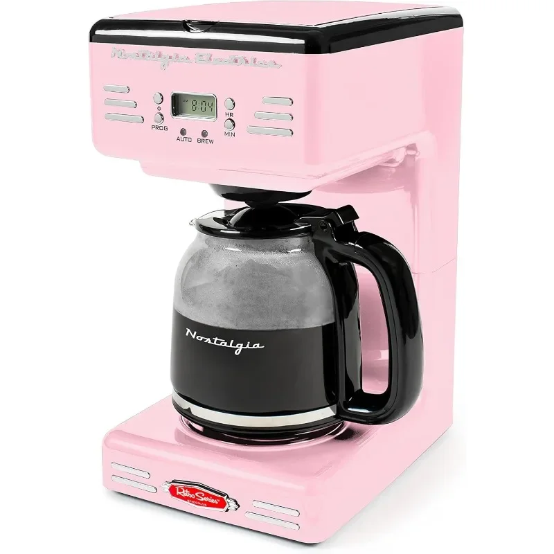 Retro 12-Cup Programmable Coffee Maker with LED Display, Auto Shutoff and Keep Warm, Pause and Serve