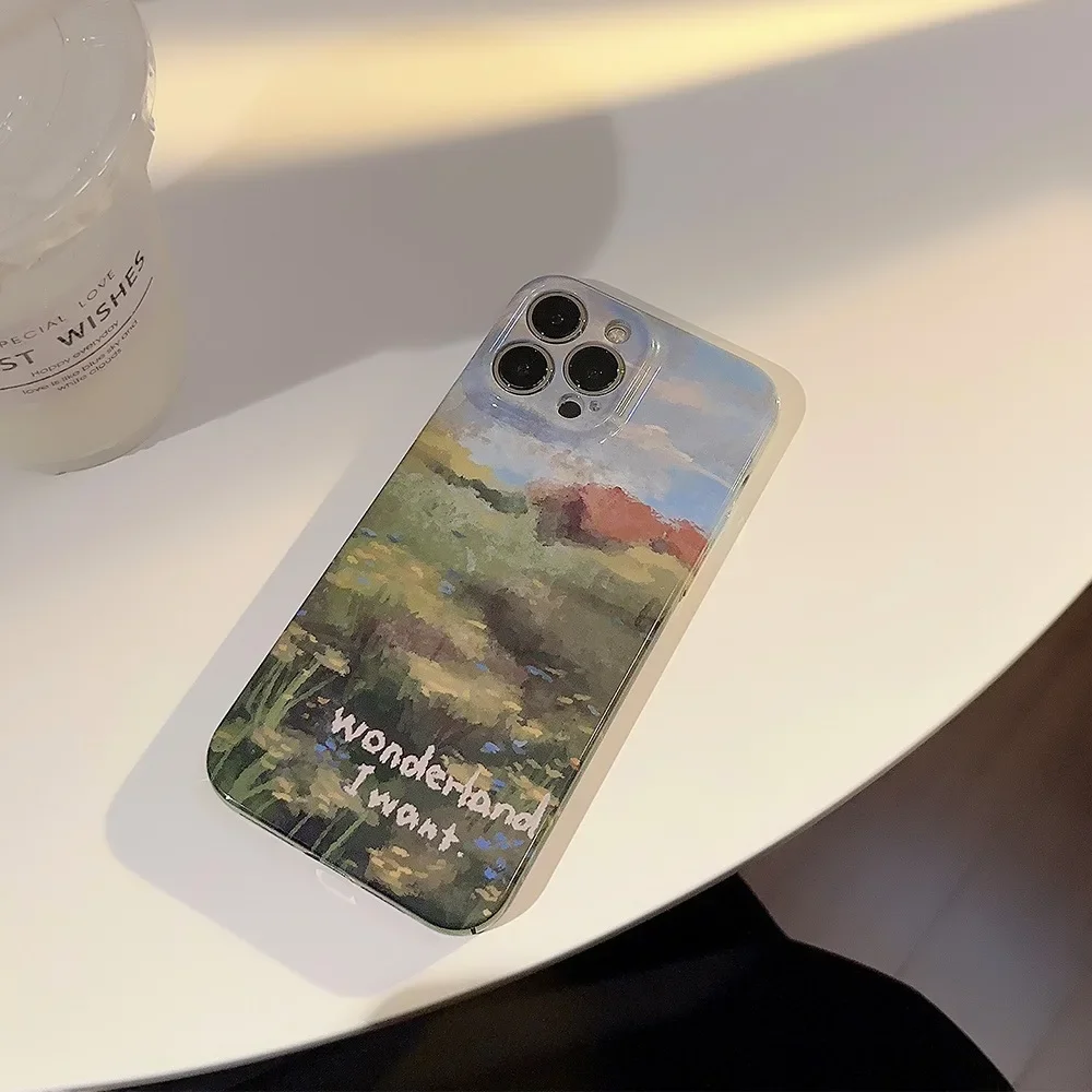 Artistic Oil Painting Landscape Phone Case for iPhone17 16 15 14 12 13 11 Pro ProMax Plus X XR Xsmax Shockproof Phone Cover