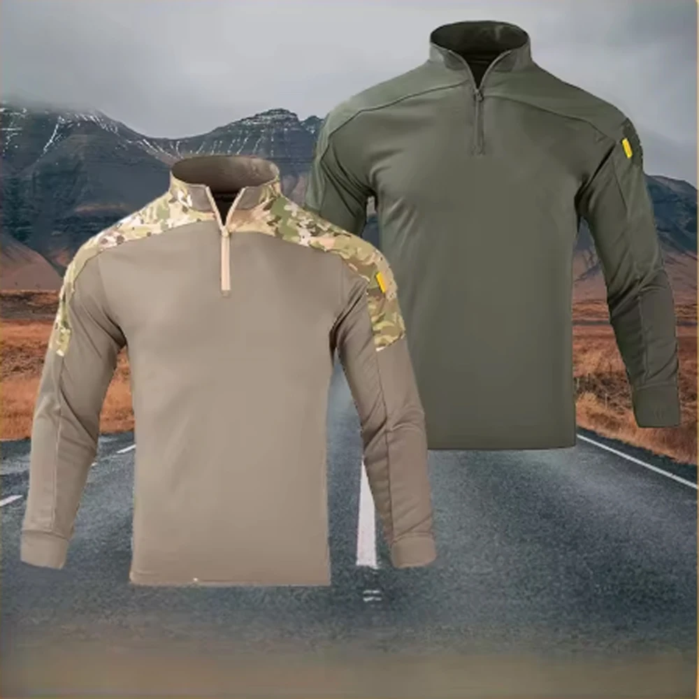 Men's Tactical Long Sleeve Shirt 1/4 Zip Military Combat Top Breathable Quick Dry Outdoor Hiking Hunting Work Shirt image 5
