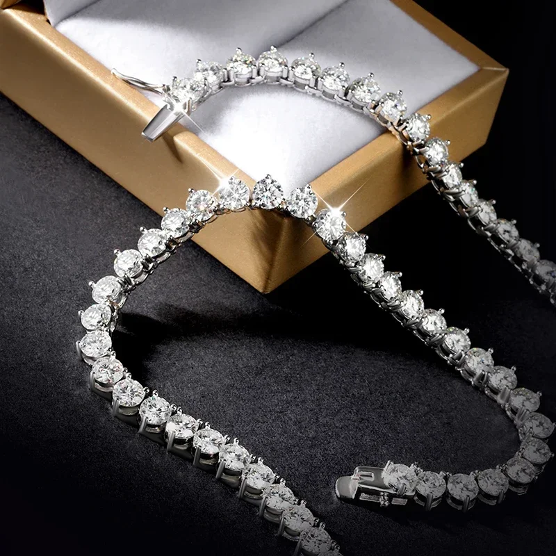 NASIA3 Prong 2/3/4/5mm All Moissanite Tennis Necklace for Women Man Couple s925 Silver Lab Diamond GRA Neck Chain Gift 2026