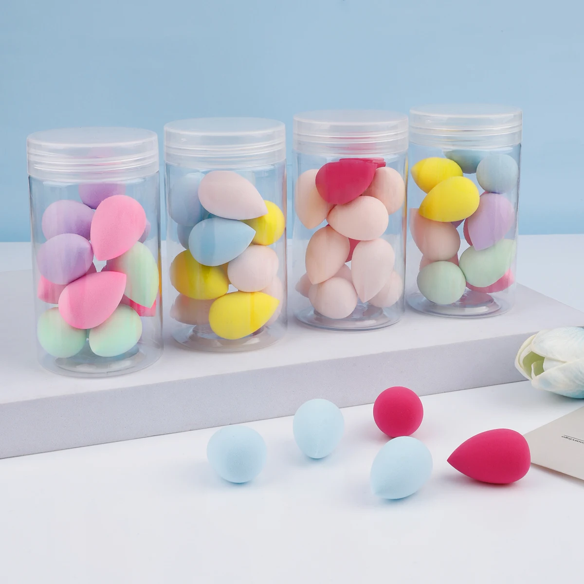 12 éponges de maquillage miniatures en forme de goutte d'eau avec boîte de rangement, pour fond de teint, utilisation humide ou sèche, accessoires cosmétiques