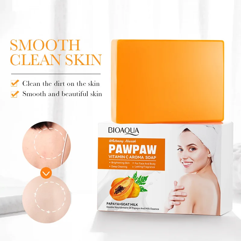 Papaya Whitening Handmade Soap Deep Cleaning Dark Spot Remove  Moisturizes Nourish Vitamin C Lighting Skin Body Face Bath Wash