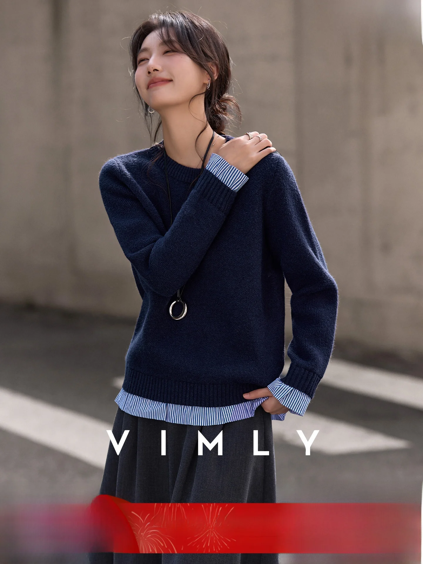 

Thiened round Ne Pullover Sweater Women's Winter Warm Knitted Top Color Blo Design Casual Sle Soft Acrylic Fiber