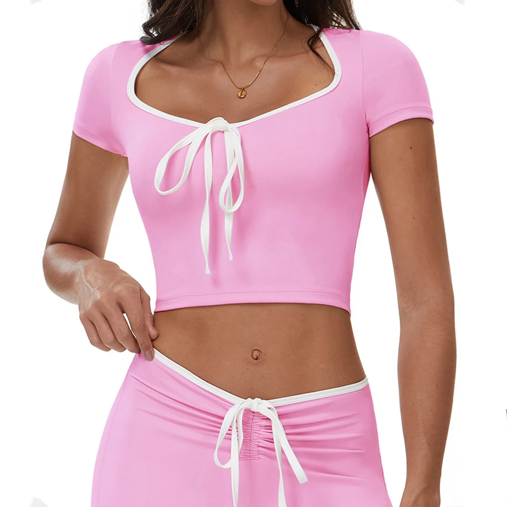 

Women Yoga Top Sport T Shirt Short Sleeve Fitness Clothes Yoga Shirt Gym Crop Top Workout Running Active Wear Sport Clothes ﻿