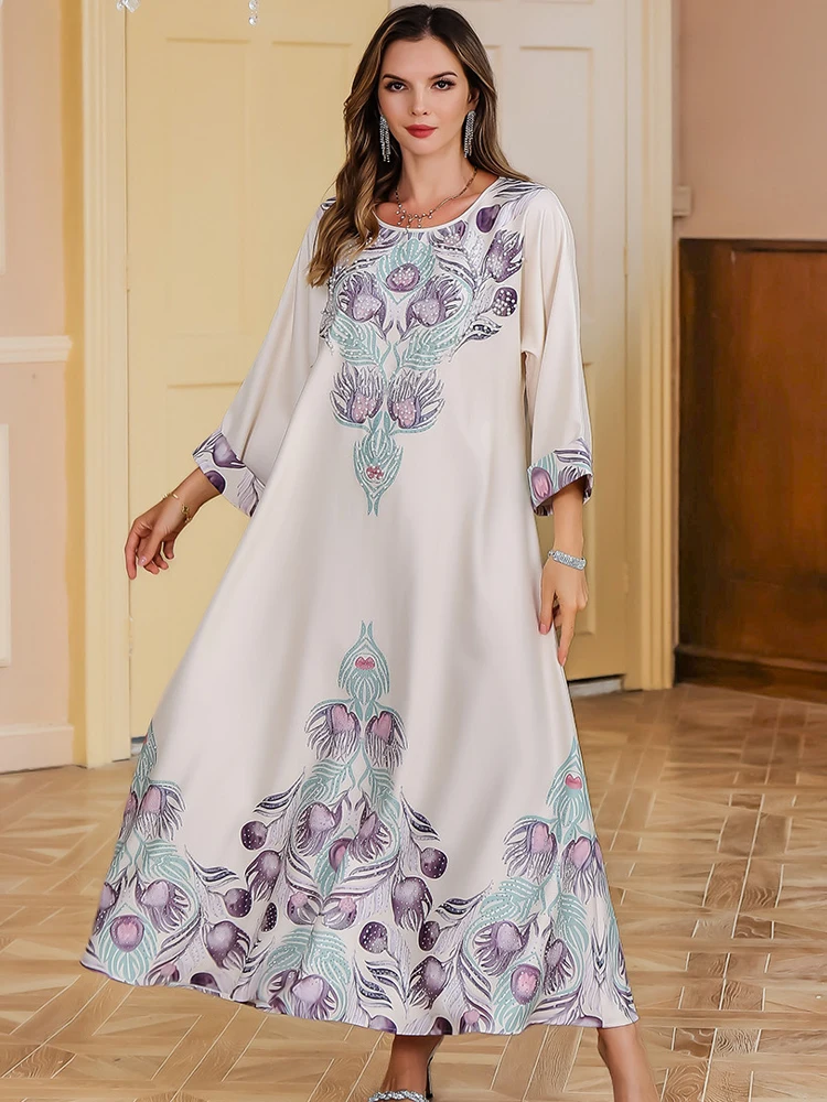 Eid muzułmańska sukienka Maxi kobiety długa suknia na imprezę Jalabiya diamenty perły Ramadan Maroko skromne dubaj Abayas Kaftan Islam Vestidos