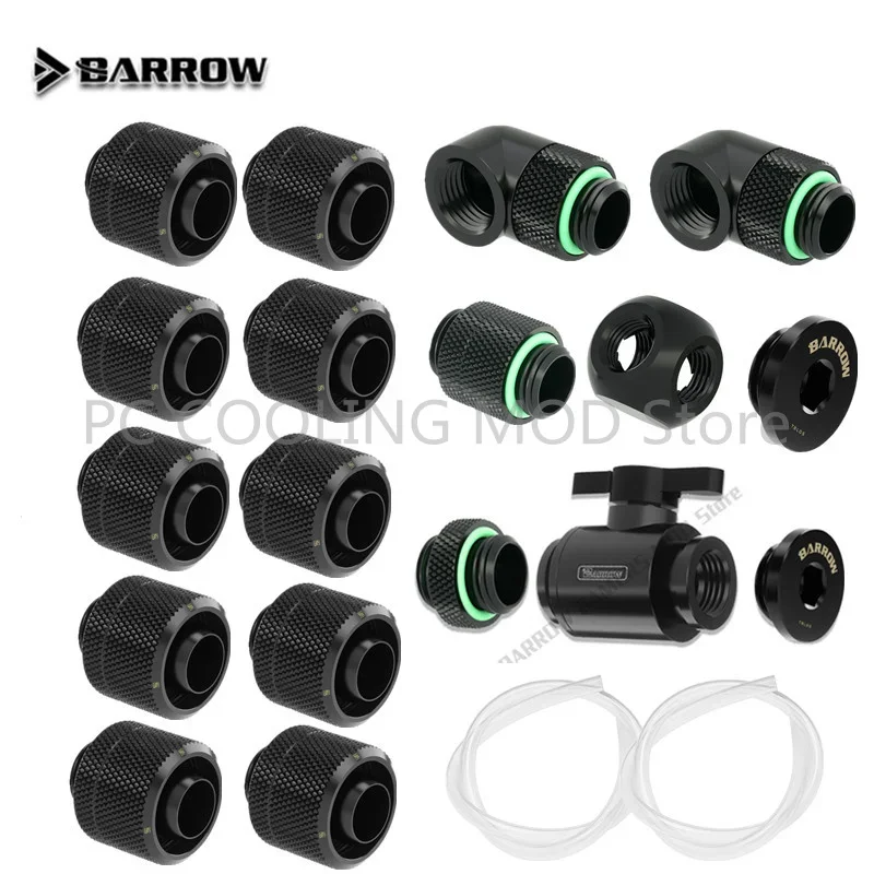 Barrow OD13MM 16MM Soft Hose Fitting Kit & 90 Degree Rotation * Hose -Plug *Water Valve * Mini Wire  * Tee WaterCooling Kit