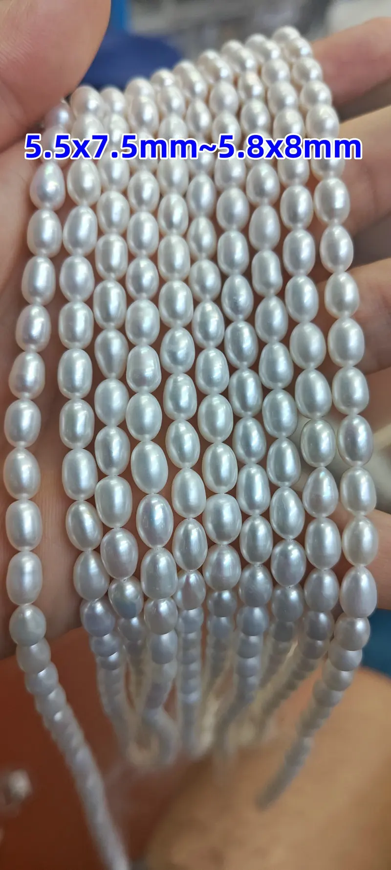 Good Quality Size around 5X7mm White Natural Freshwater Rice Shape Pearl Loose Beads