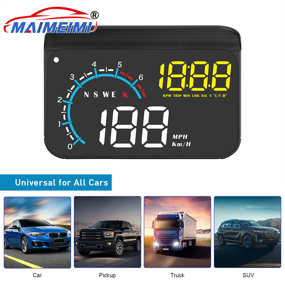 

M12 Head up Display OBD2 GPS Dual System HUD With Water temp RPM Voltage Digital Speedometer Windshield Projector