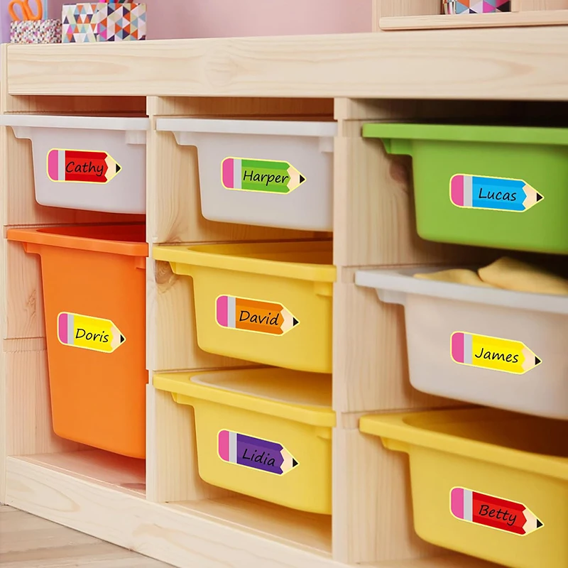 カラフルな鉛筆の名札新学期鉛筆銘板ステッカー教室掲示板装飾デスク名ラベルステッカー