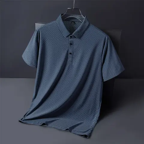 Vår- och sommarny nylon spandex herr-T-shirt med kort ärm, herrpolo i issiden utan spår och tunn affärsmanskrage 10 best sales t-shirt i nylon och spandex - №2