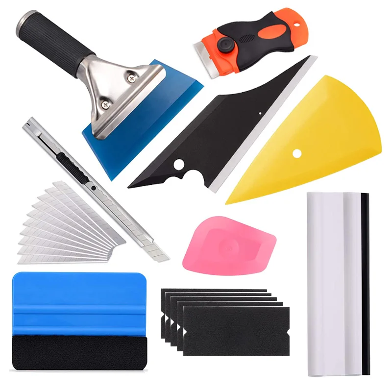 Auto-Fensterfolien-Tönungswerkzeug, Auto-Vinylfolie, Installationsset, inklusive Gummi-Rakel, Wischer, Schaber, Filz-Rakel, Allzweckmesser