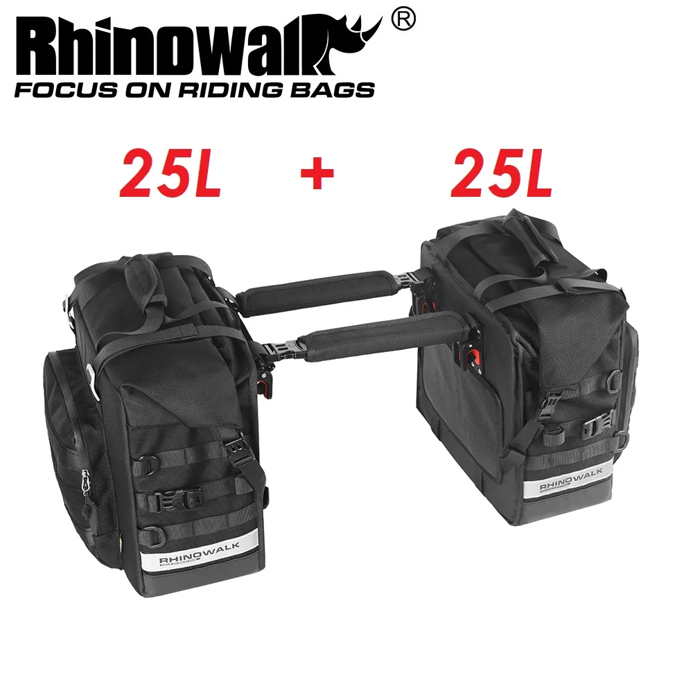 Rhinowalk 2Pcs Motorcycle Saddle Bag 25L-32L  Motor Bag 3D Cube Quick Release Motorbike Storage Bag Motor Cycling Luggage Bag