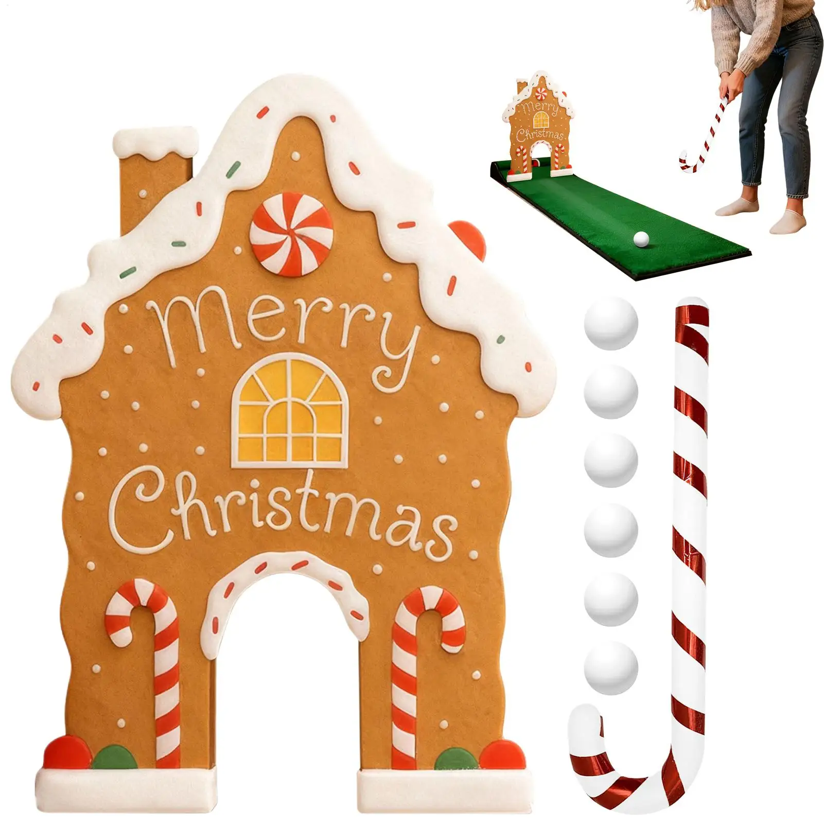 

Indoor Golf Game Portable Funny Christmas Toys Holiday Gingerbread Golf Set Party Games For Teens Adults Family Living Room
